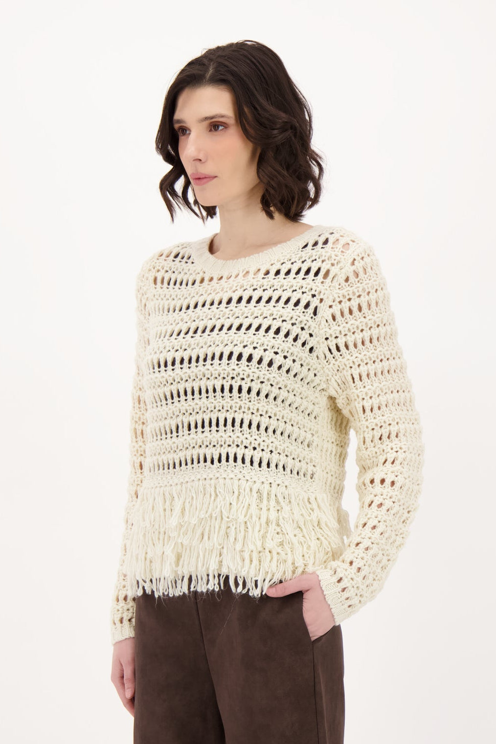 Fringe Hem Sweater Top