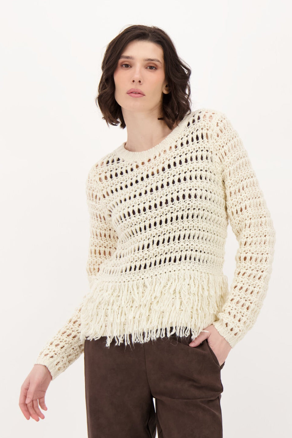 Fringe Hem Sweater Top