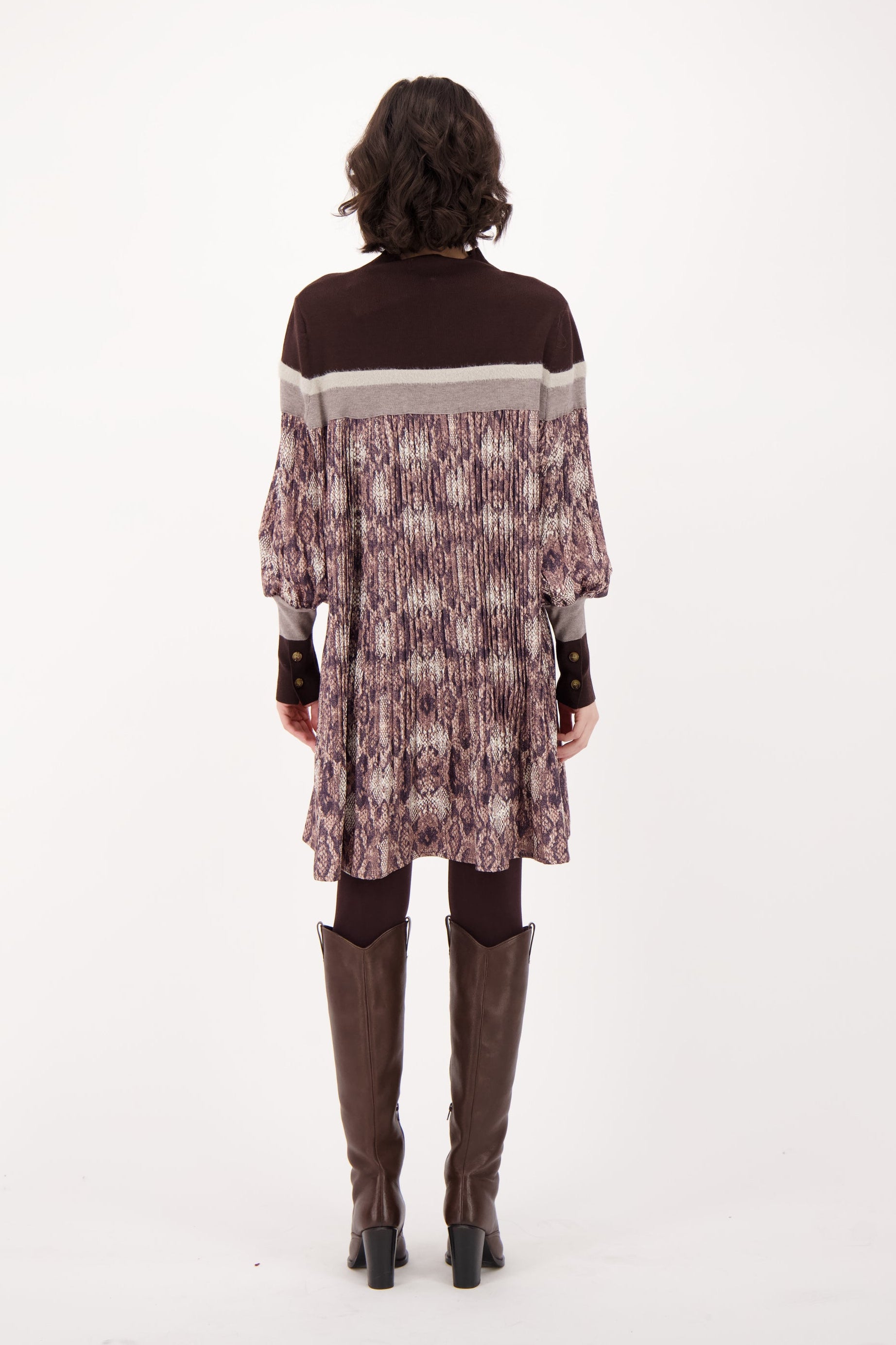 Snake Print Sweater/Pleated Dress