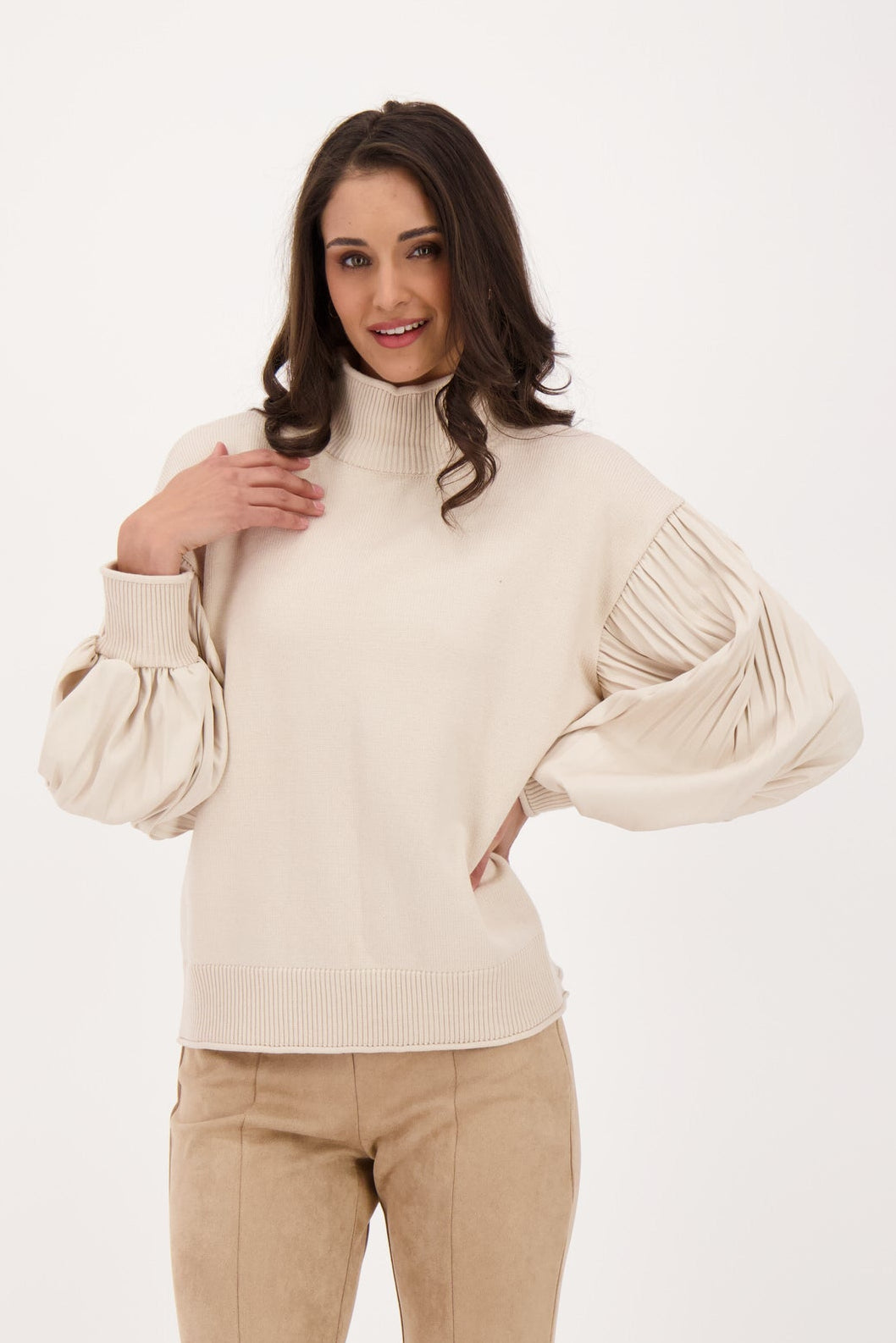 Pleated Sleeve Sweater Top