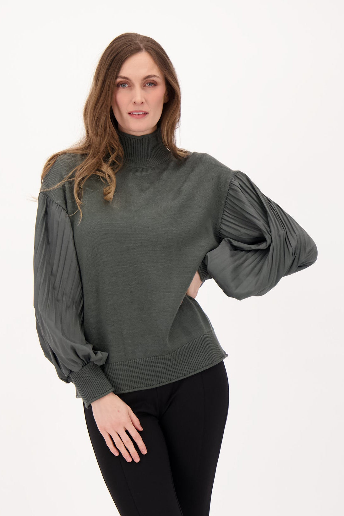 Pleated Sleeve Sweater Top