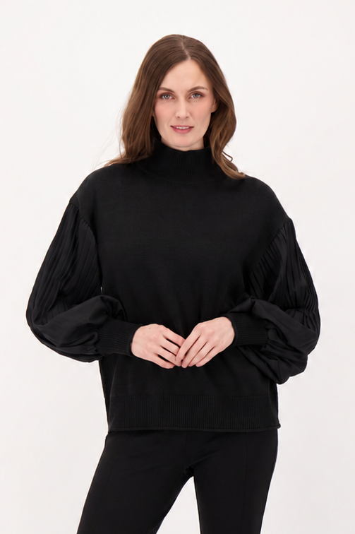 Pleated Sleeve Sweater Top