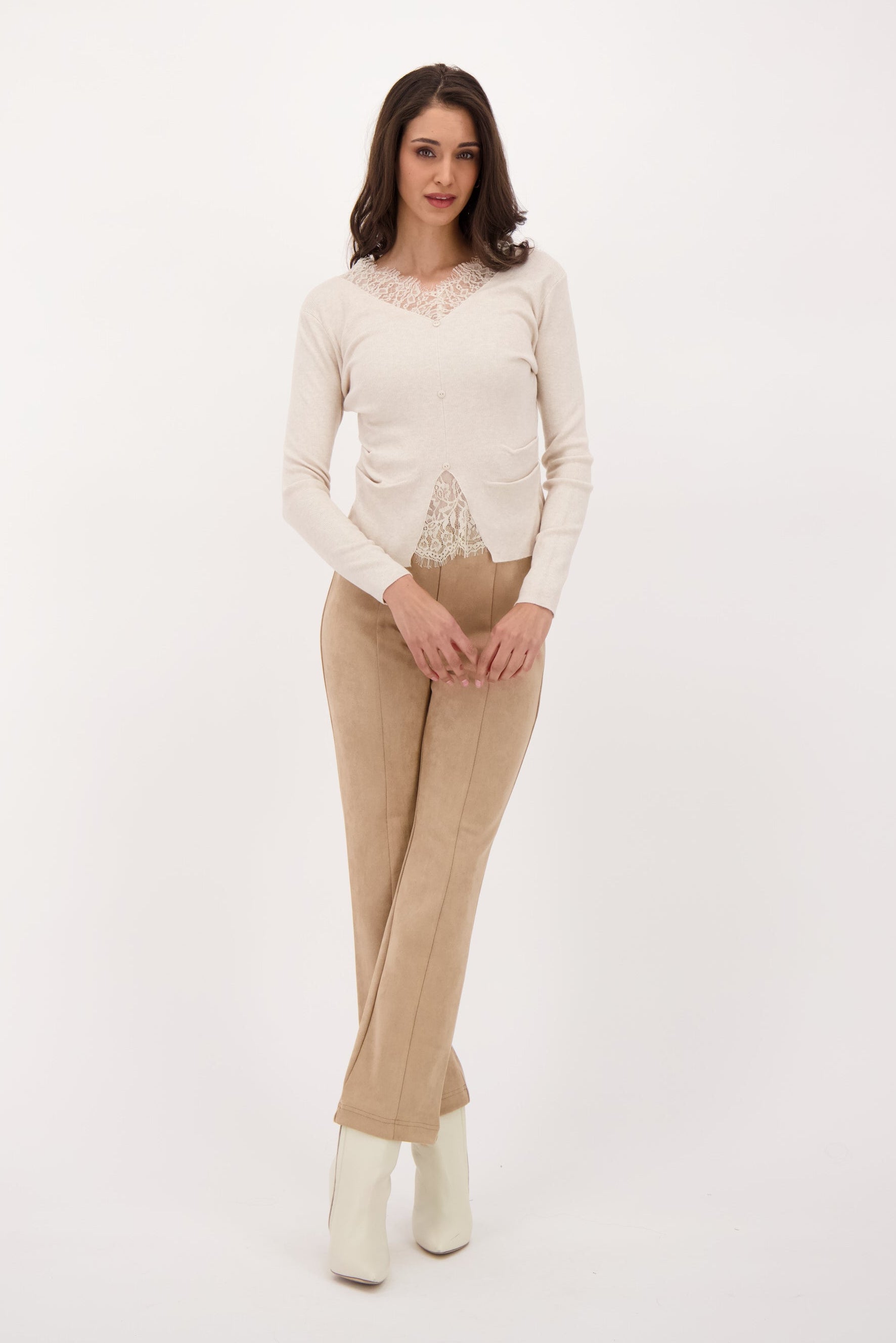 Lace Neckline/Hem Sweater Top