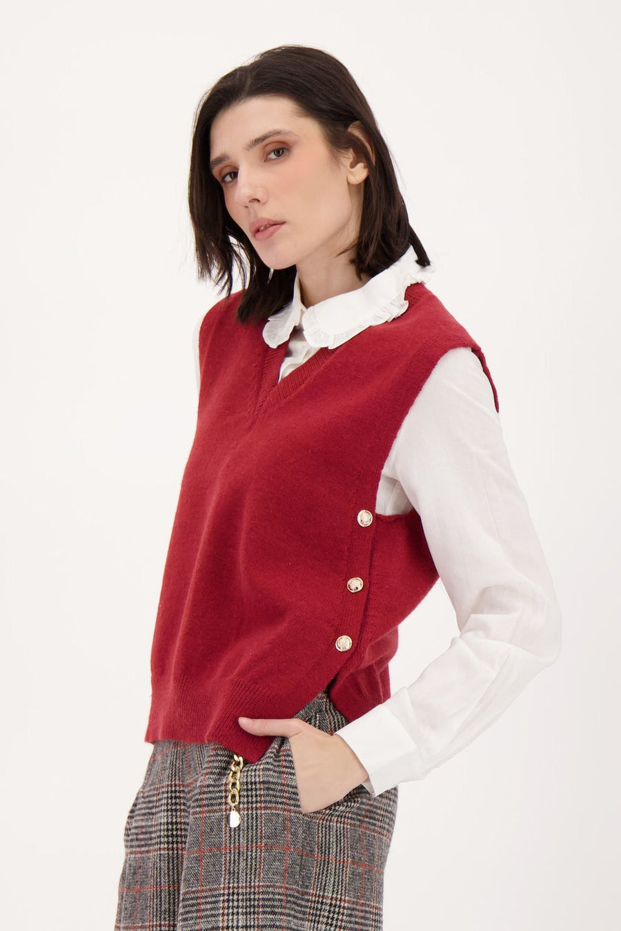 Side Button Sweater Vest