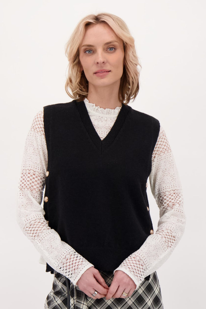 Side Button Sweater Vest