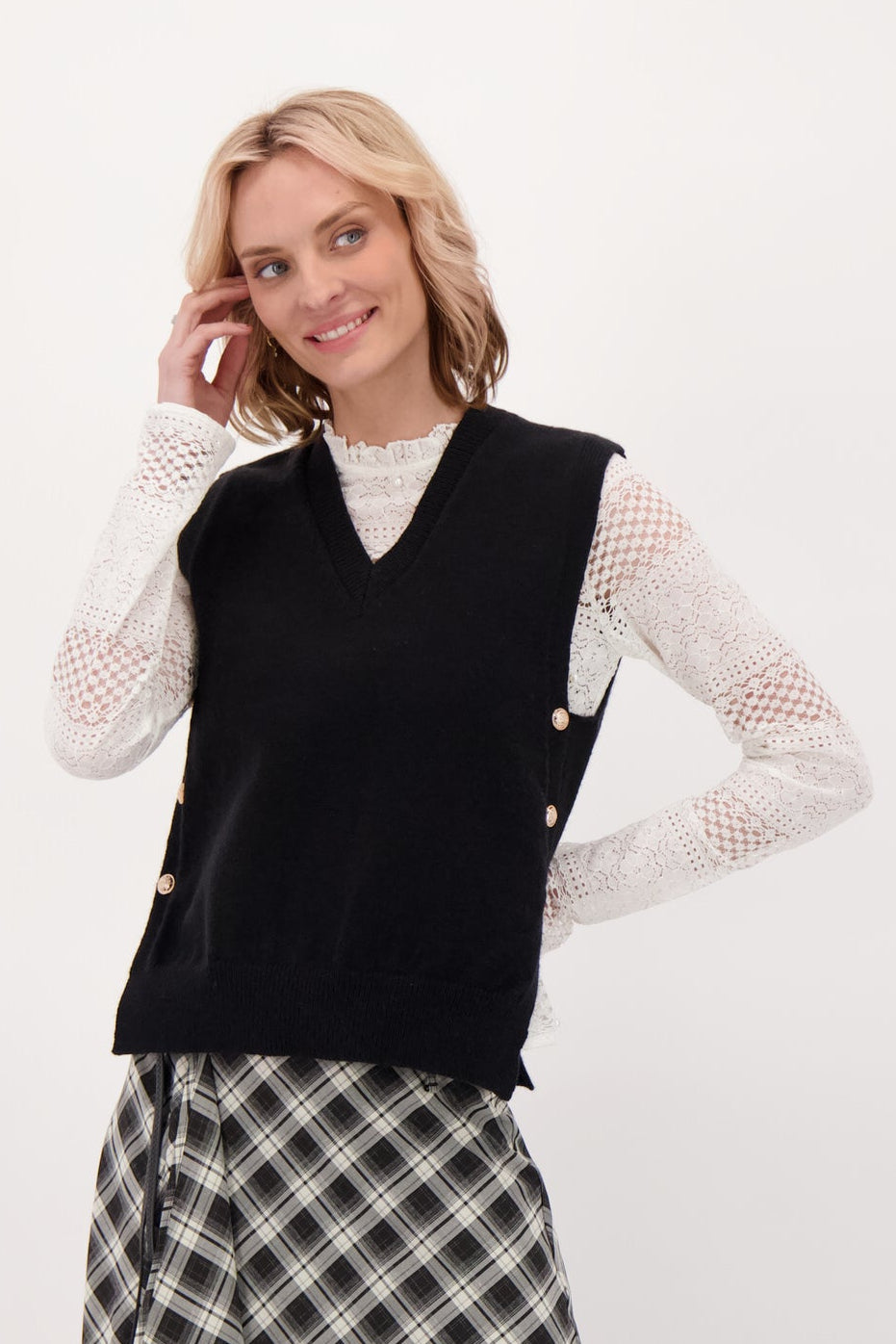 Side Button Sweater Vest