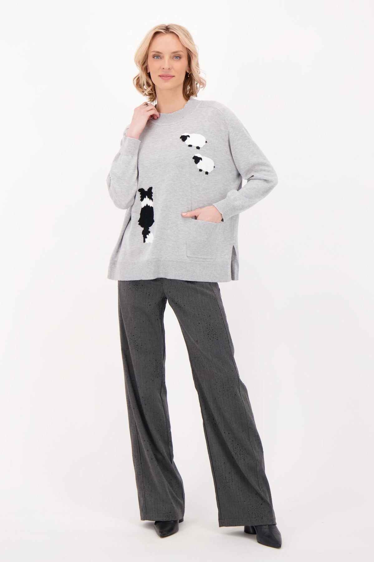 Sheep Dog Patch Pocket Sweater