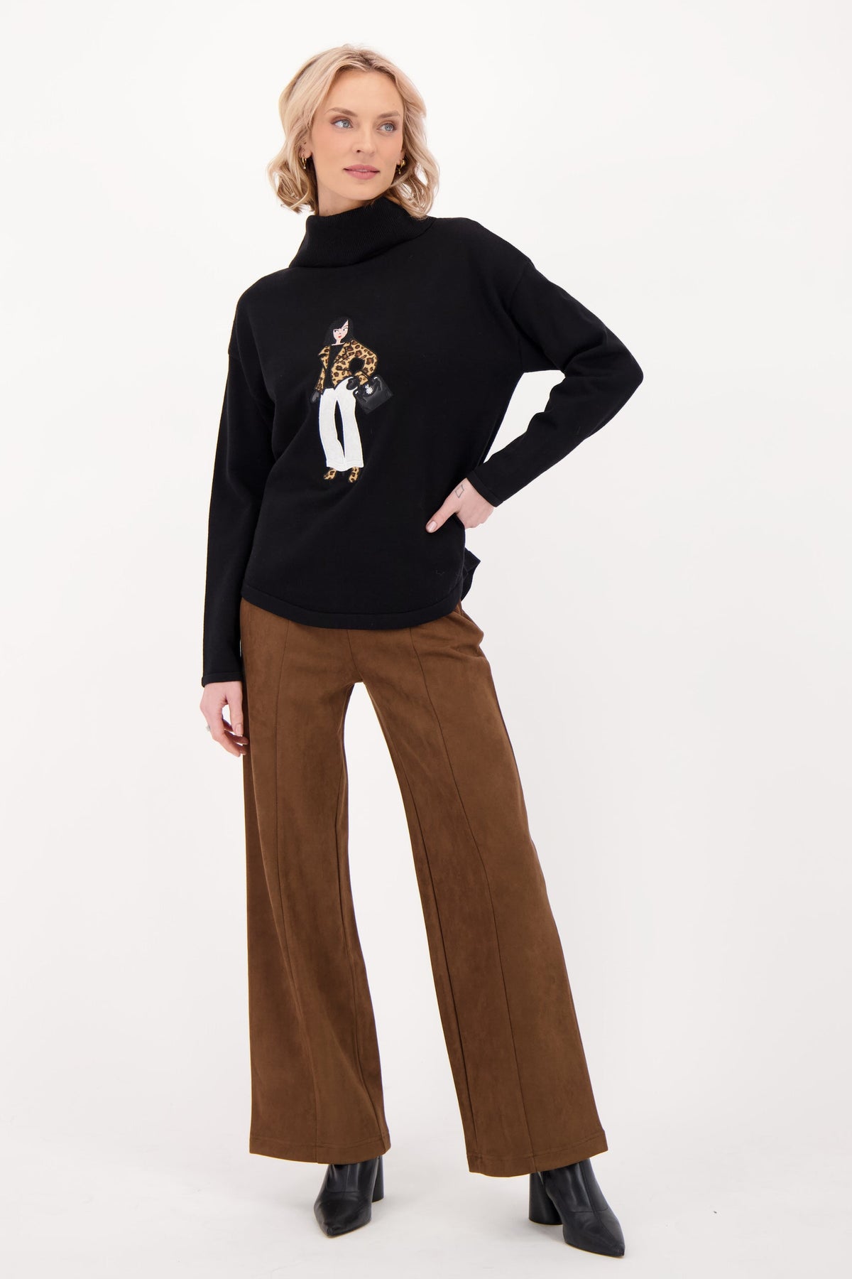 Wide Leg Vegan Suede Pant