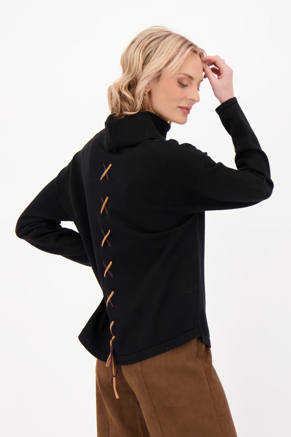Cowl Neck Leopard Jacketed Girl Sweater