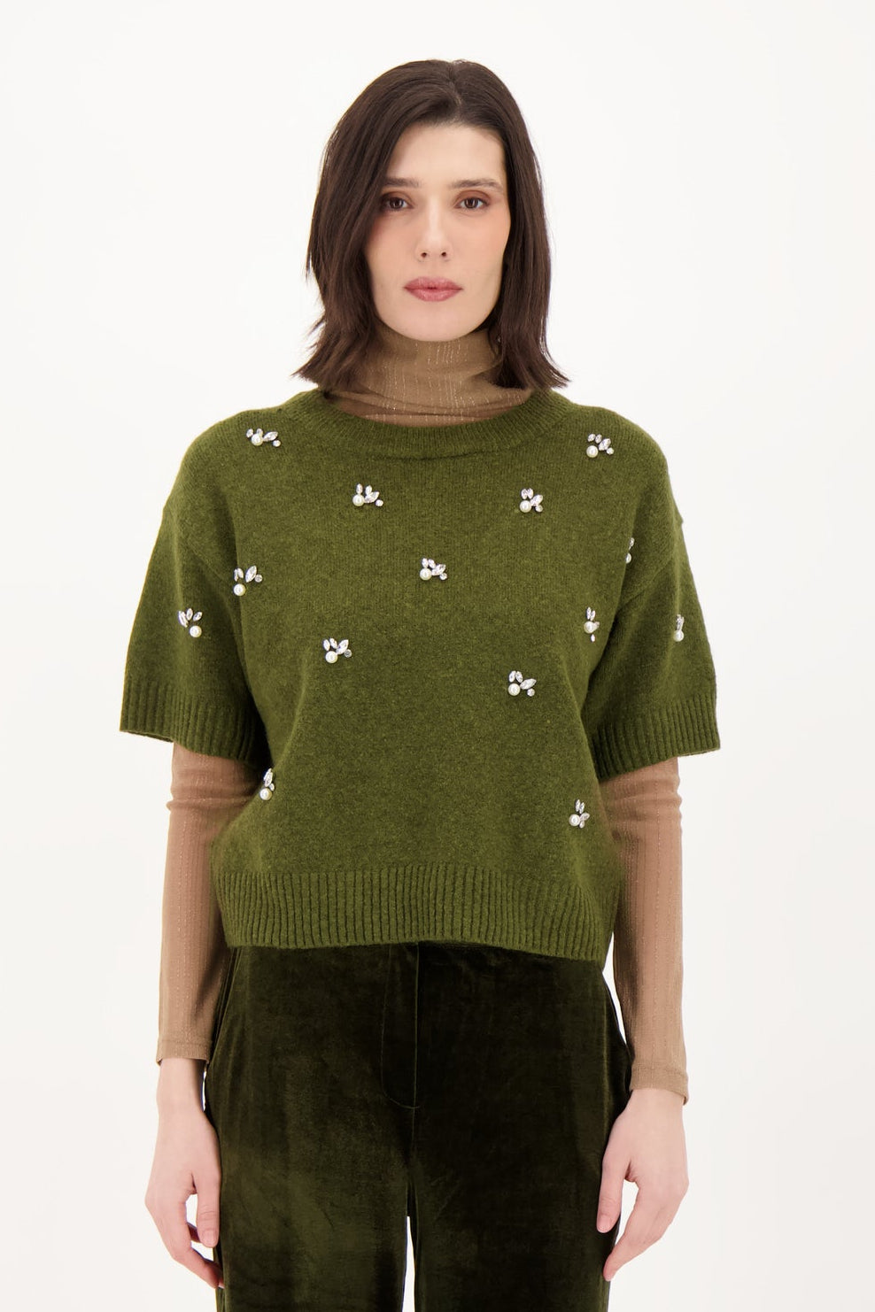 Rhinestone/Pearl Sweater Top