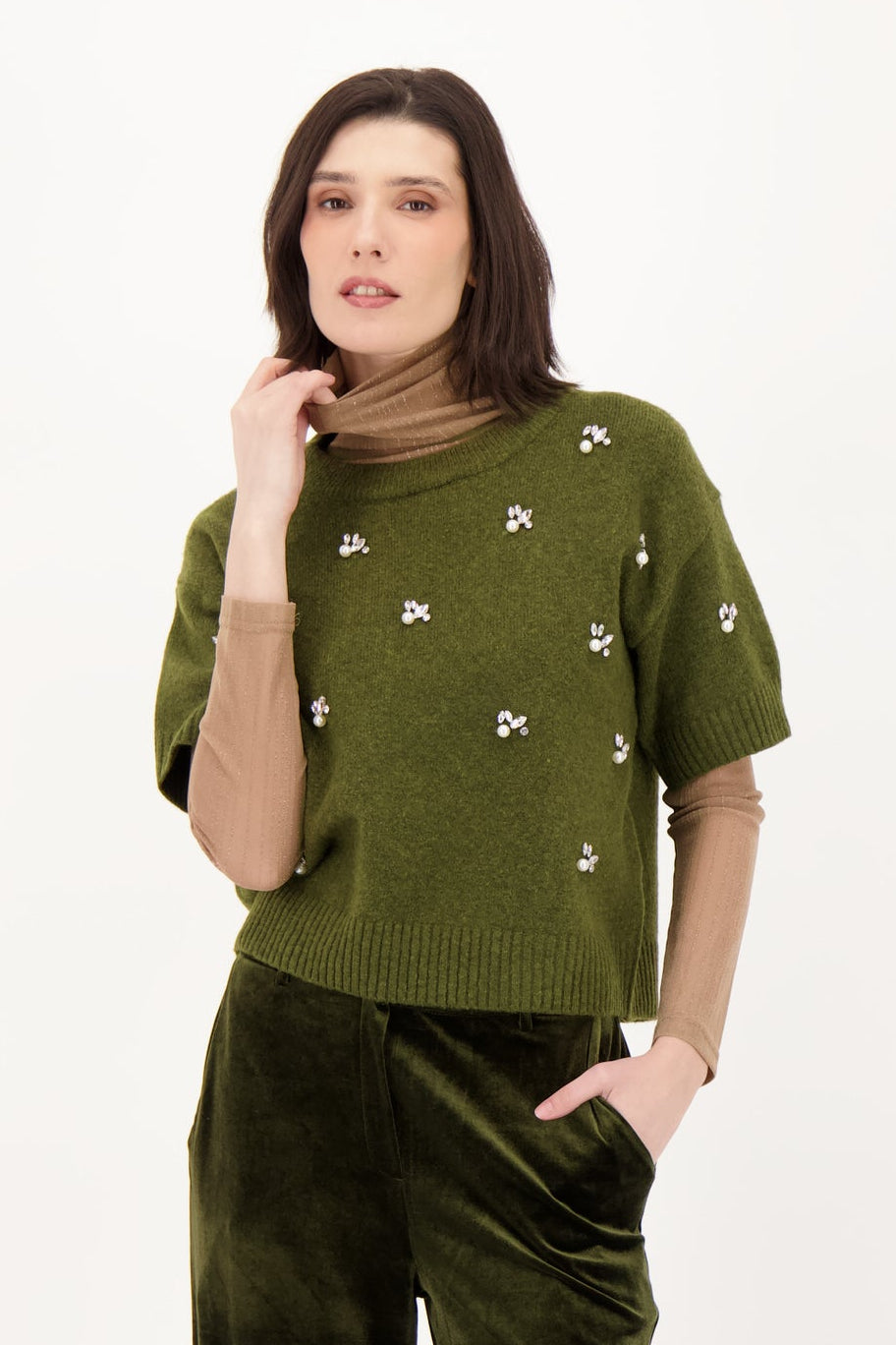 Rhinestone/Pearl Sweater Top