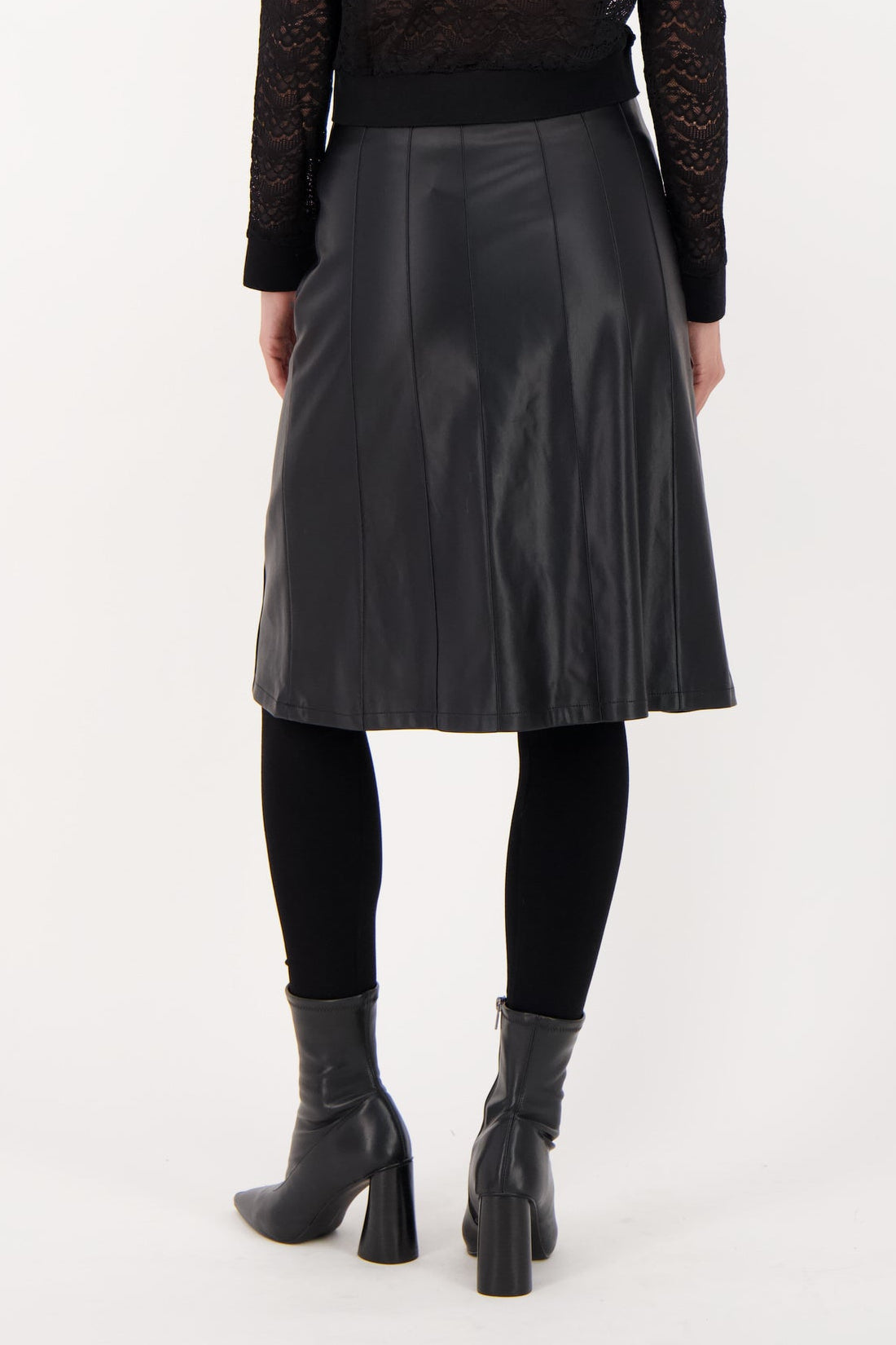 Beaded Pintuck PU Skirt