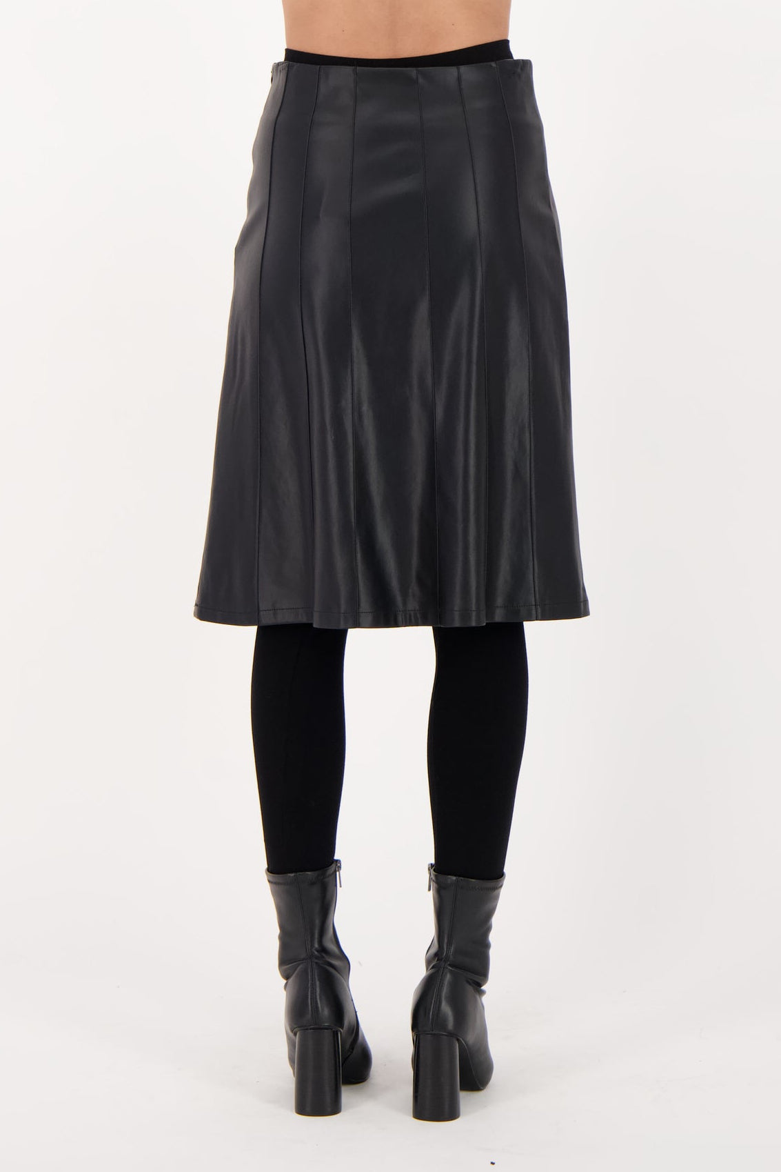 Beaded Pintuck PU Skirt