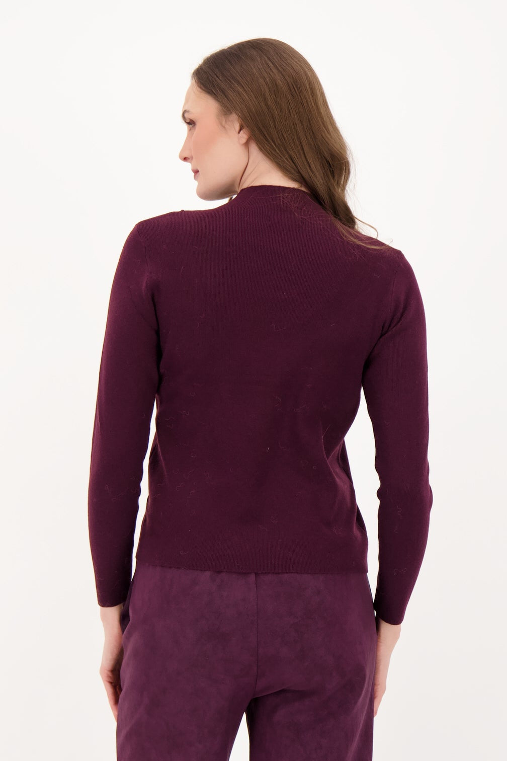 Shoulder Button Detail Mock Neck Top