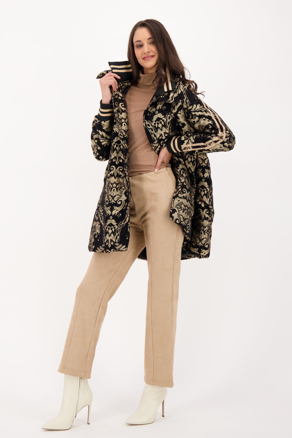Sporty Brocade Puffer Jacket