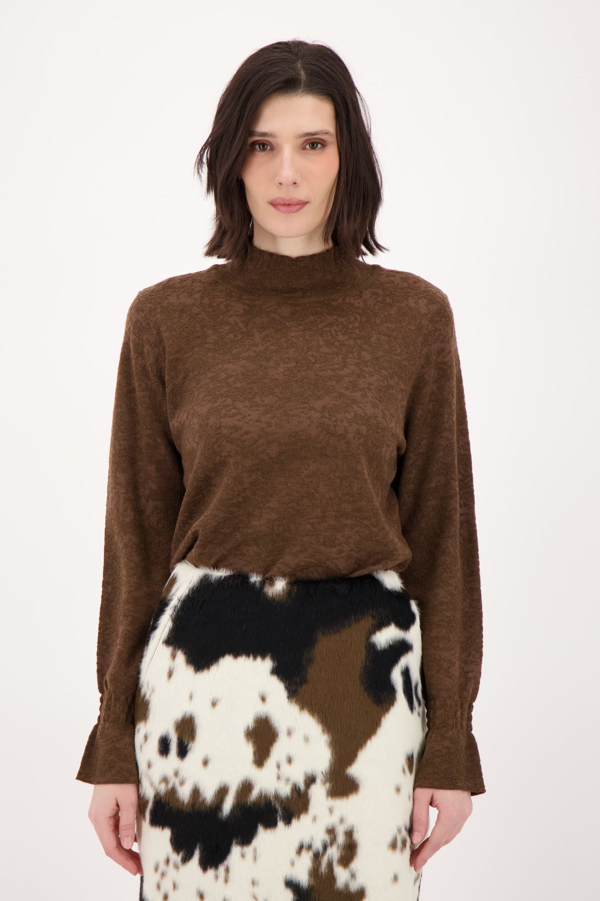Jaquard Mock Neck Knit Top
