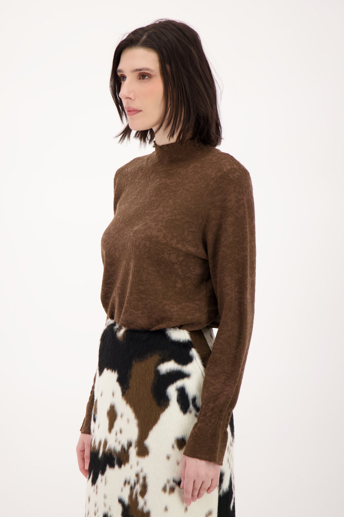 Jaquard Mock Neck Knit Top
