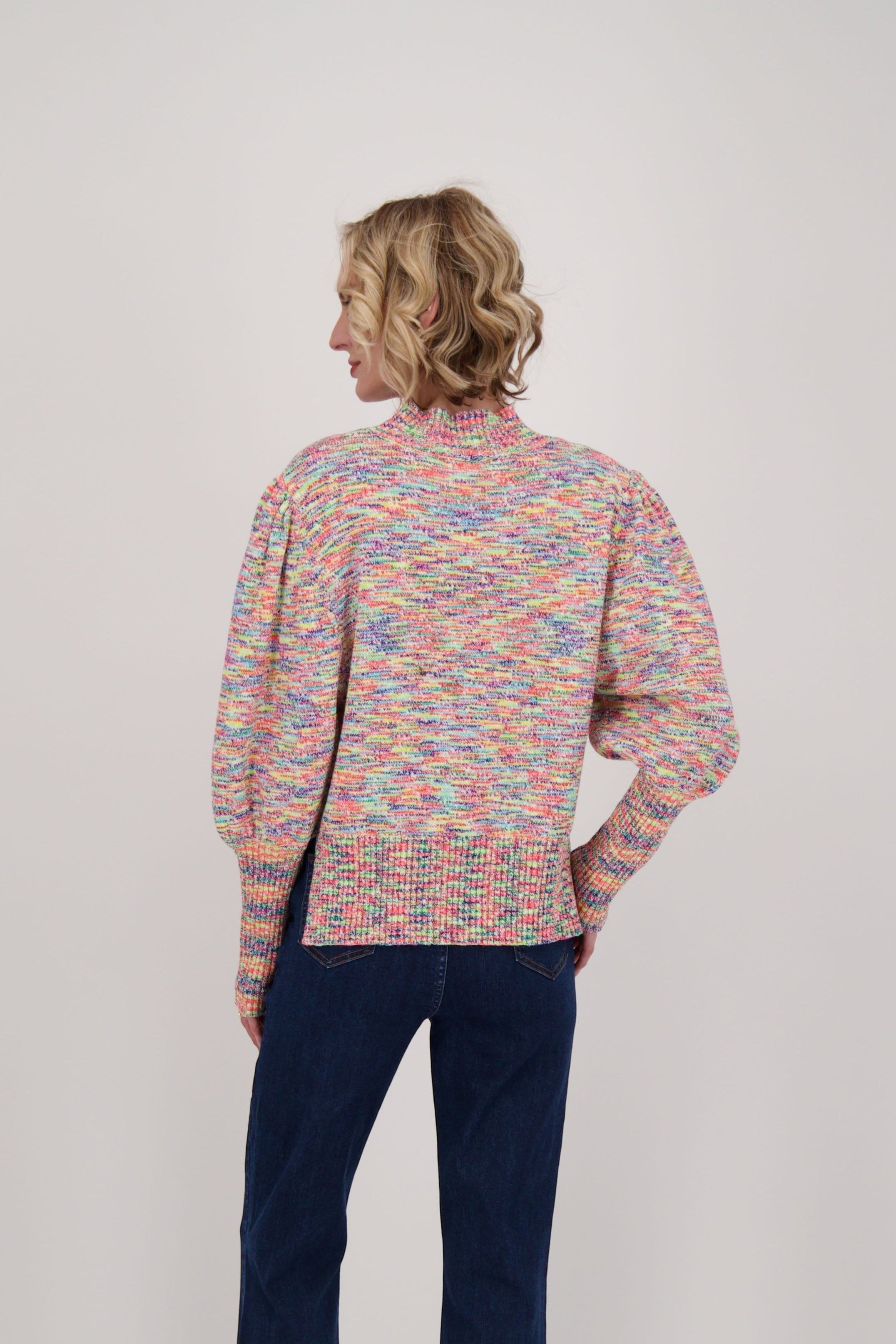 Space Dyed Puff Sleeve Sweater