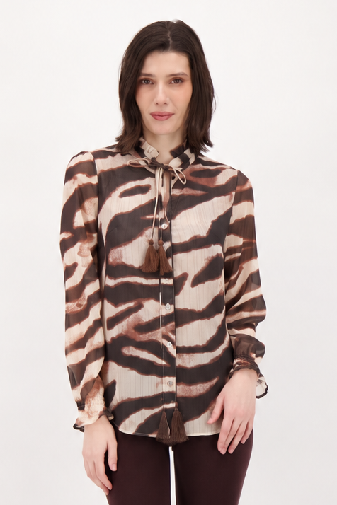 Metallic Bronze Stripe Lined Blouse