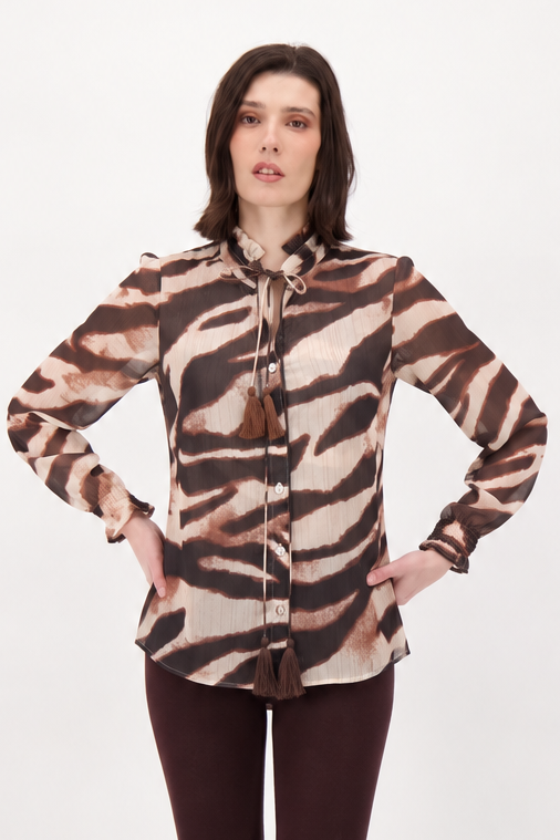 Metallic Bronze Stripe Lined Blouse