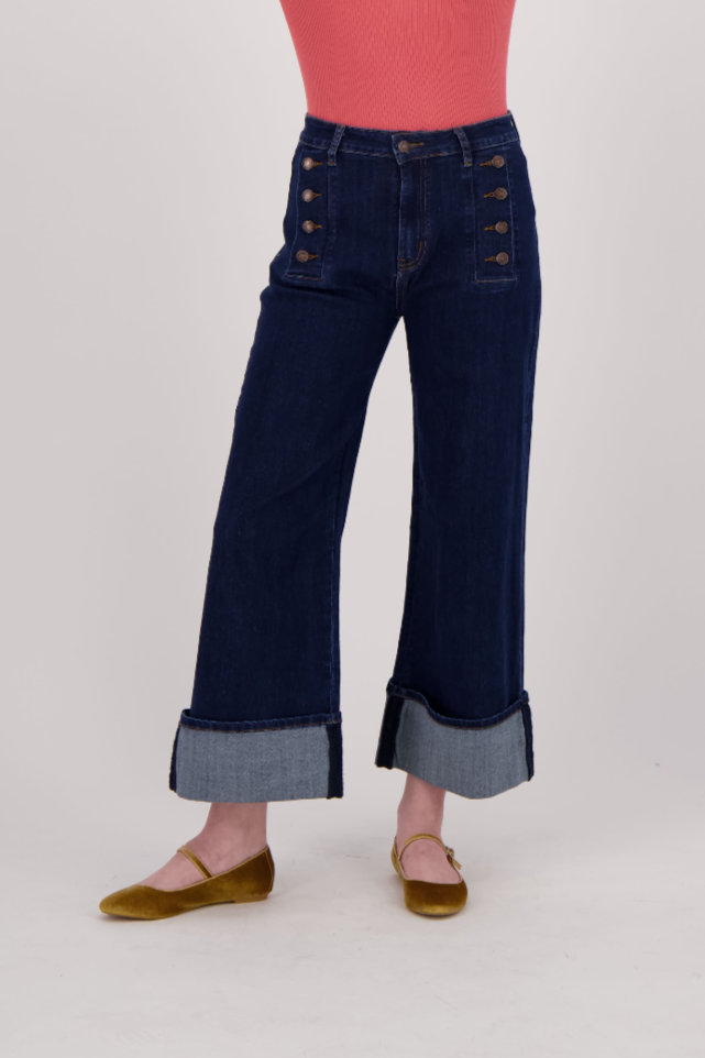 Straight Leg Split-Hem Denim Pant