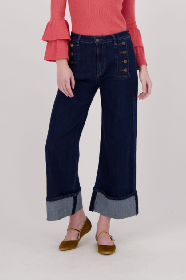 Straight Leg Split-Hem Denim Pant