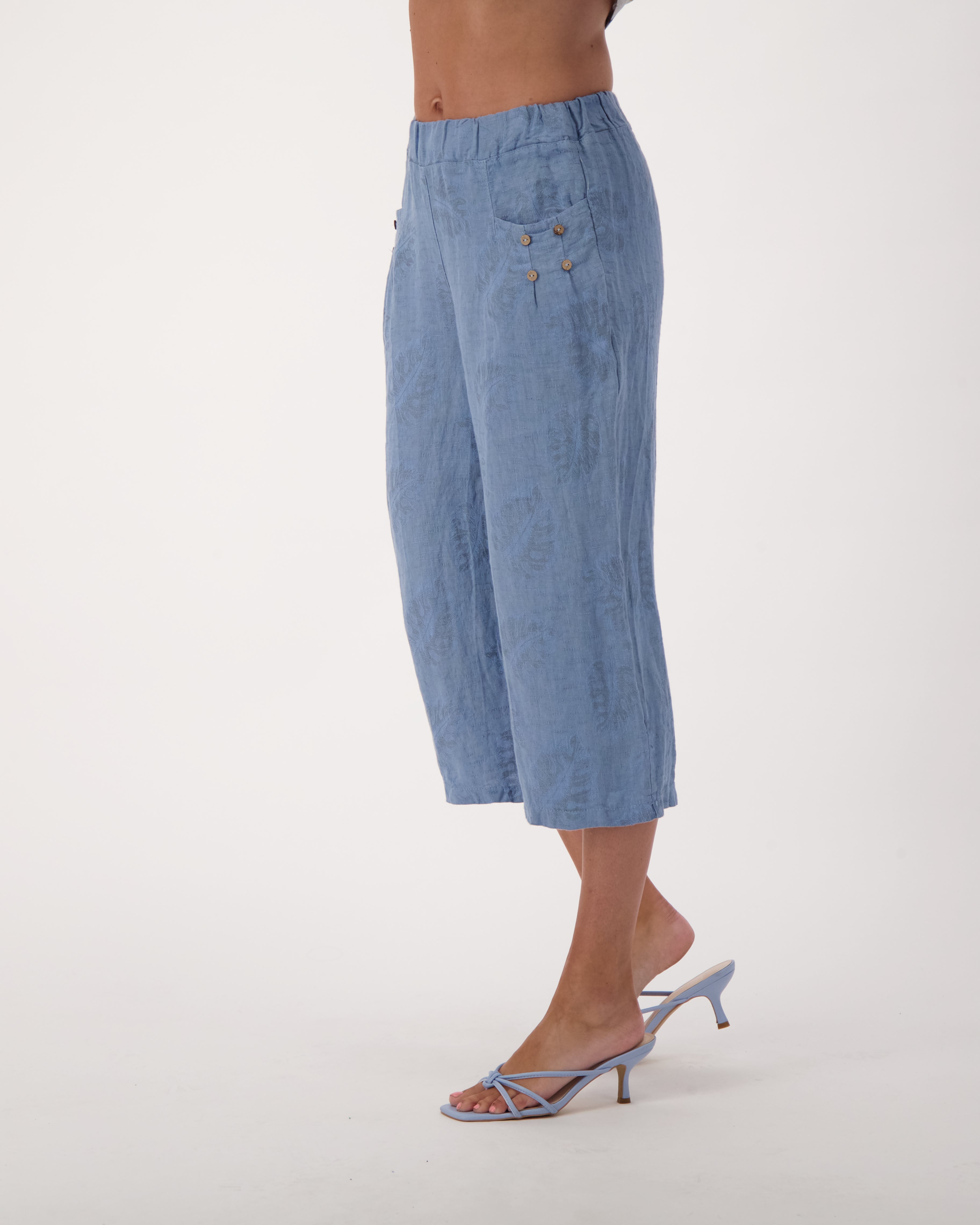 Linen Wide Leg Crop Pants