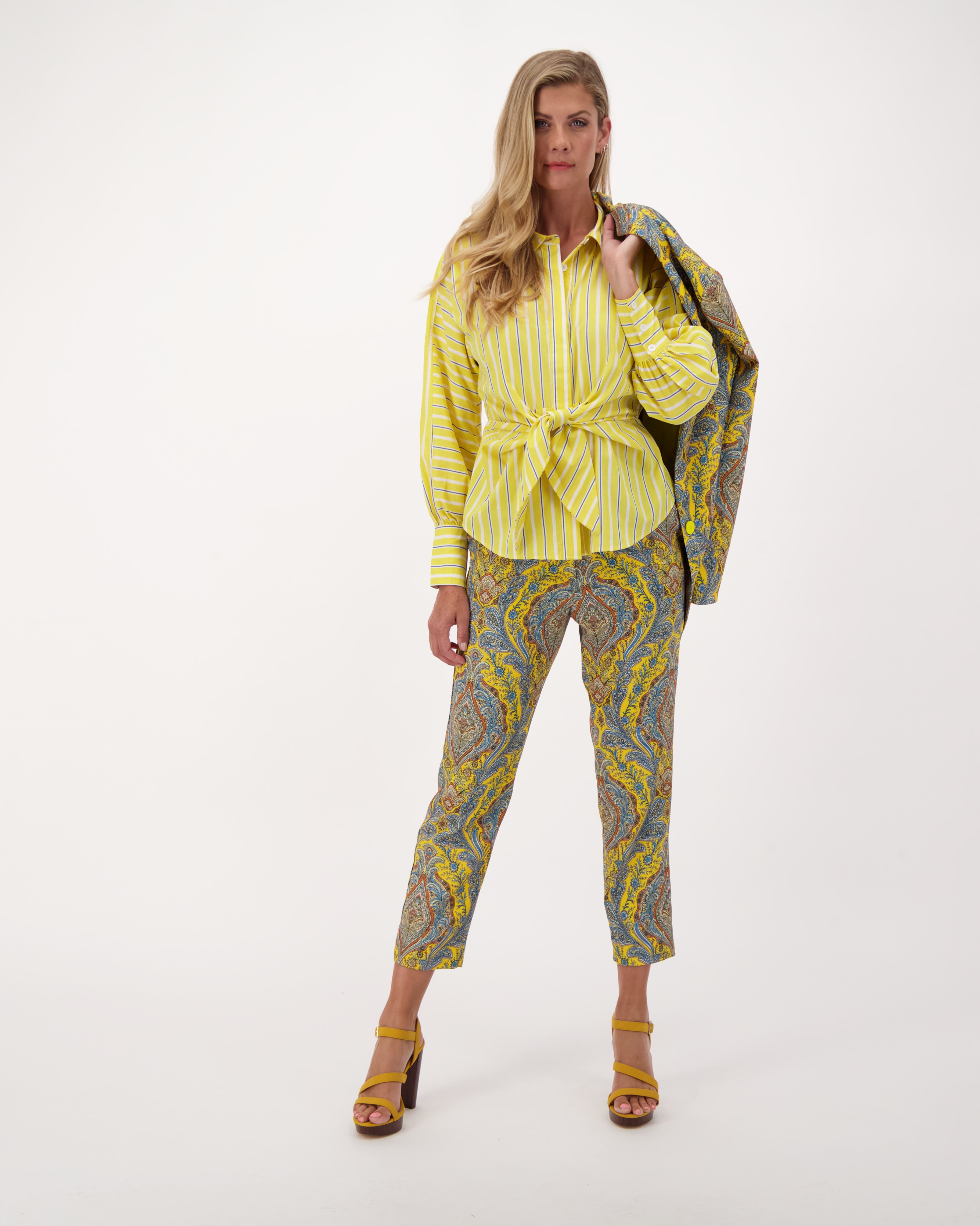 Pinstriped Front Tie-Up Cotton Shirt