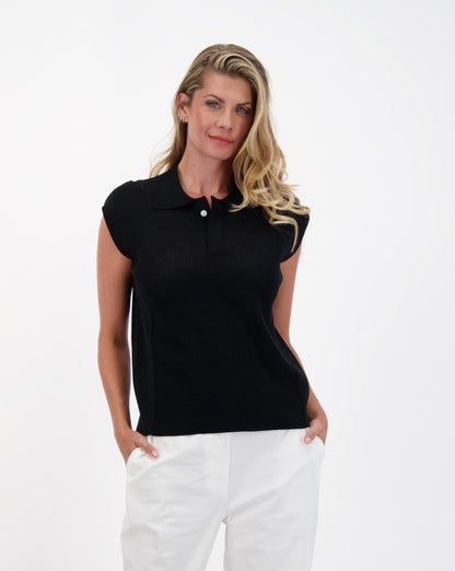Sleeveless Collared Knit Top