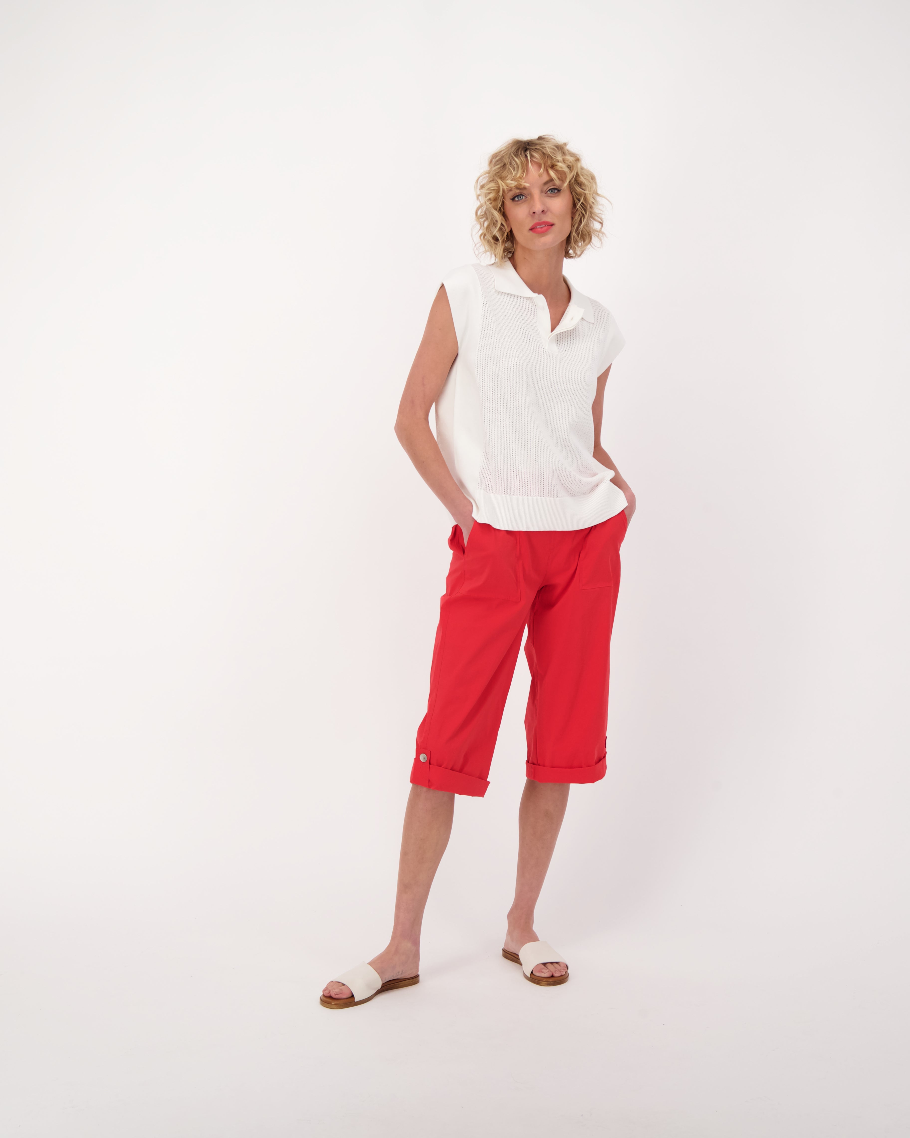 Sleeveless Collared Knit Top