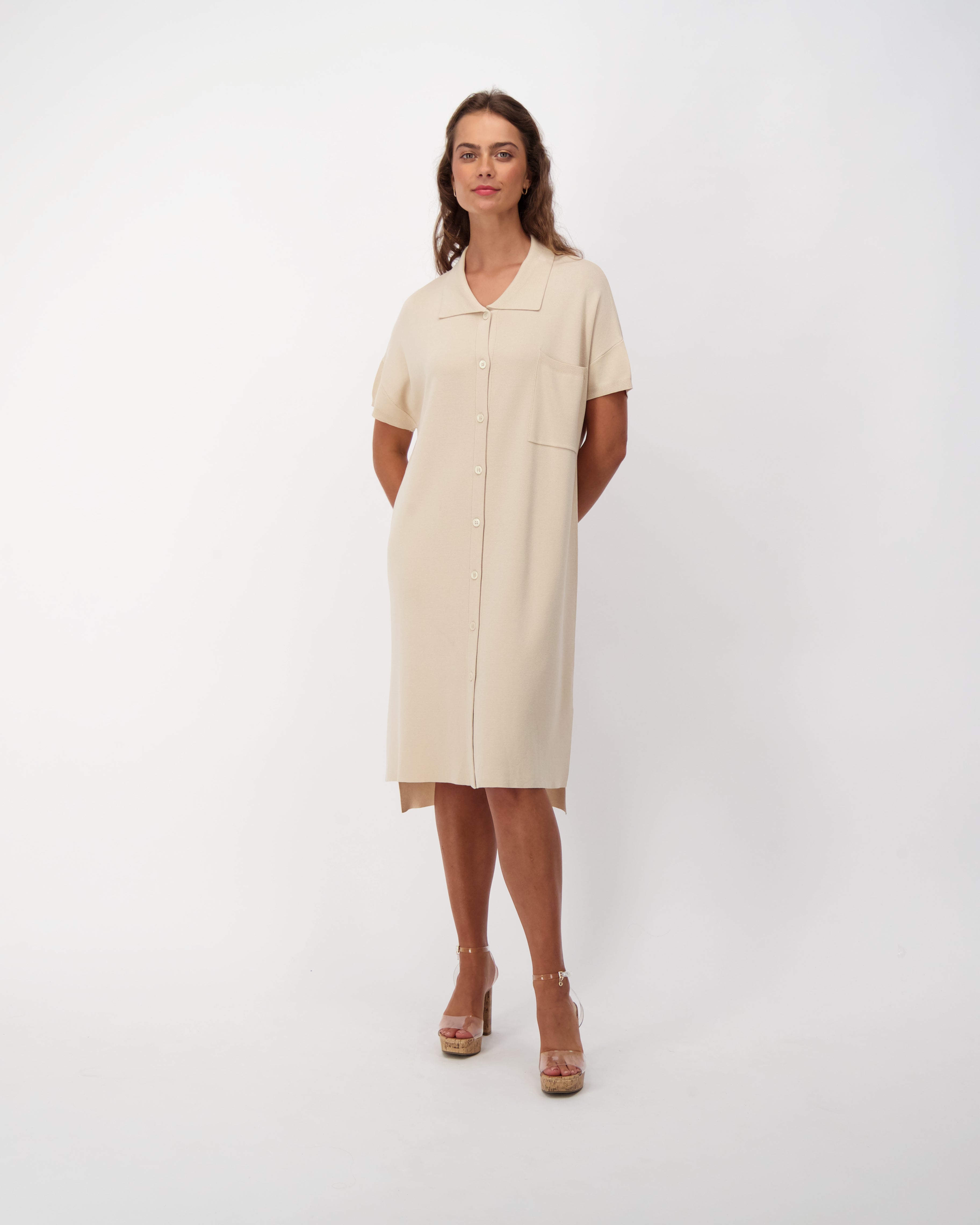 Khaki linen hotsell shirt dress