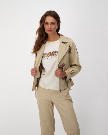 Safari Bomber Jacket with Placement Print