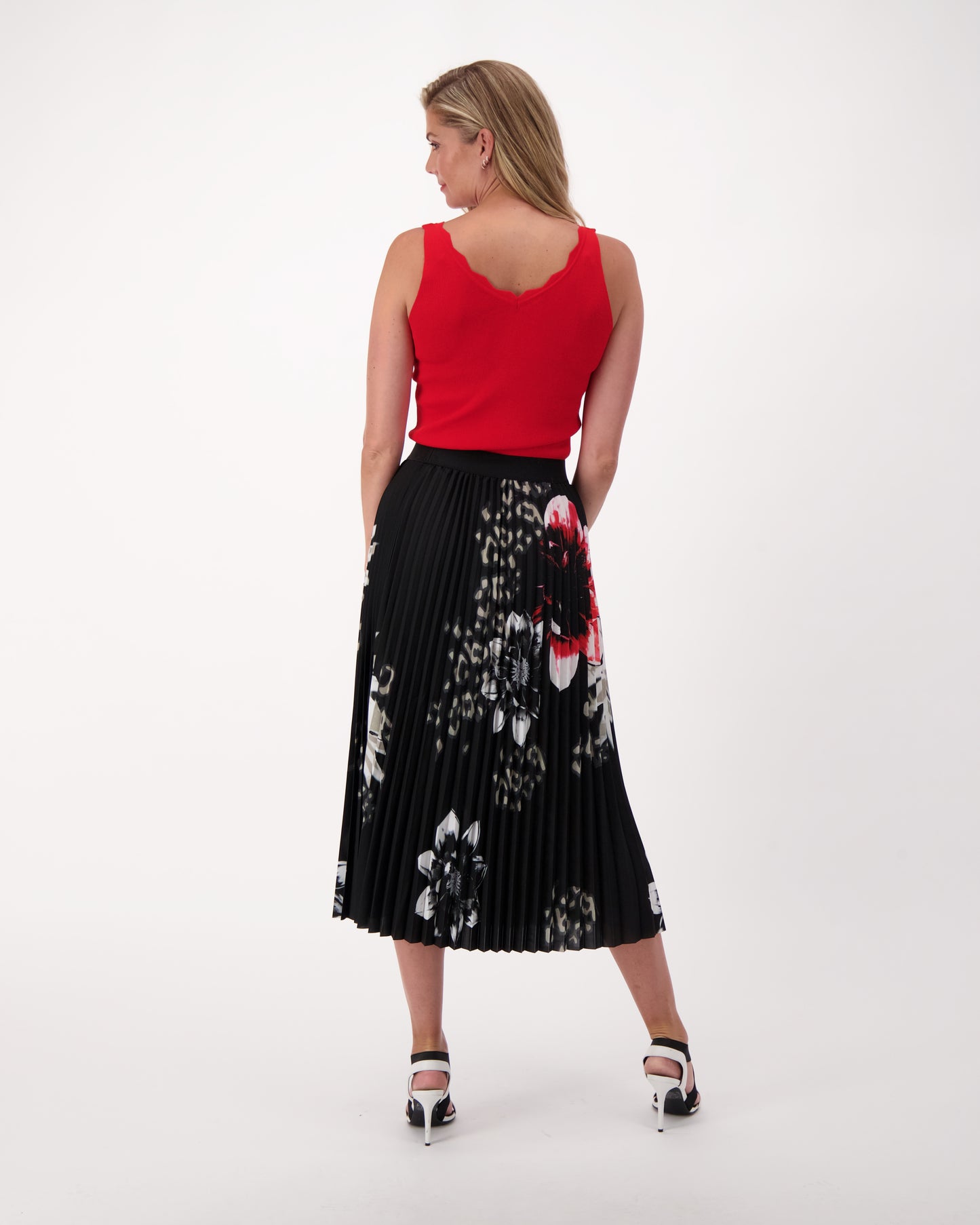 Floral Plisse Pleated Skirt