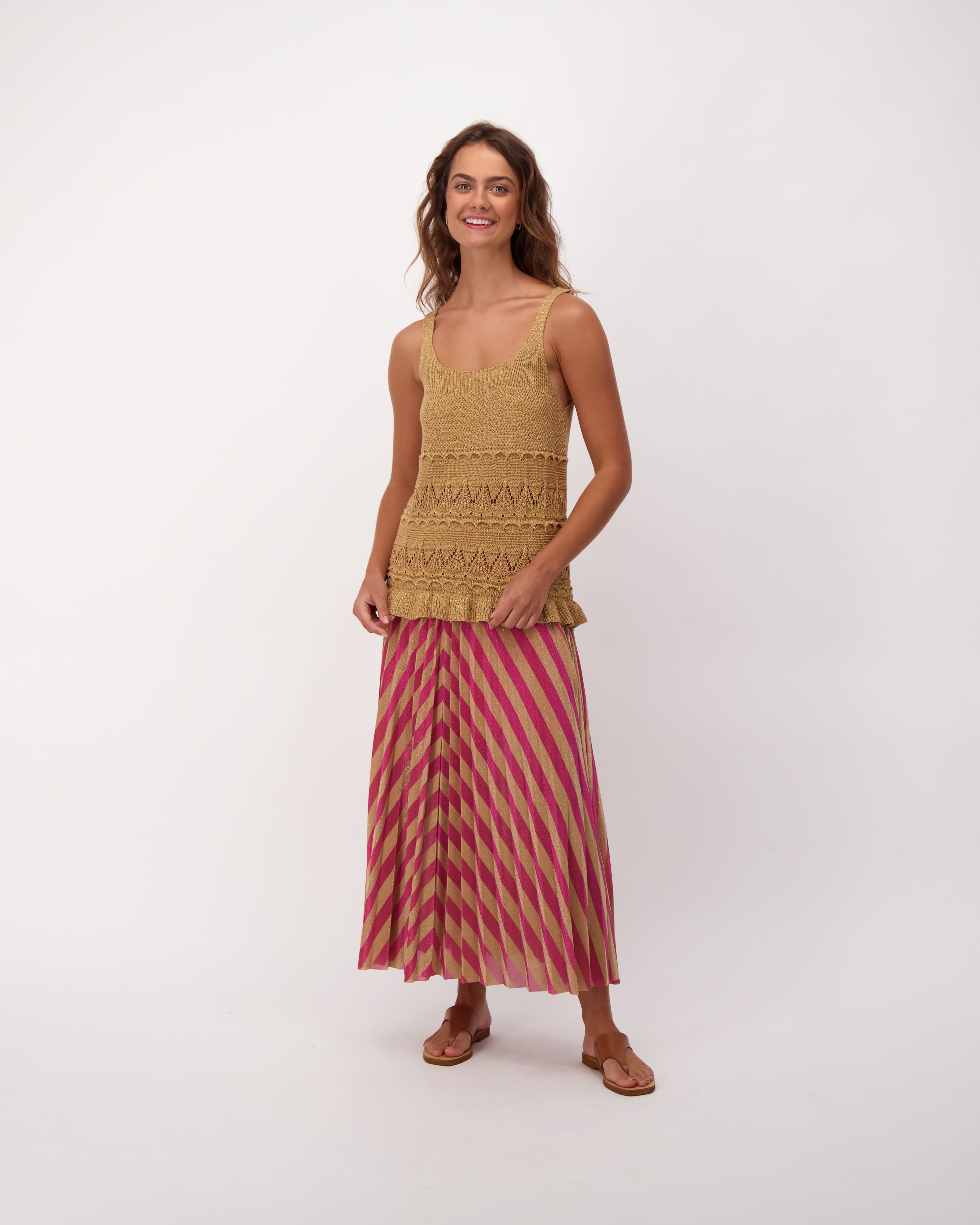 Gold Lurex Spagetti Crochet Top