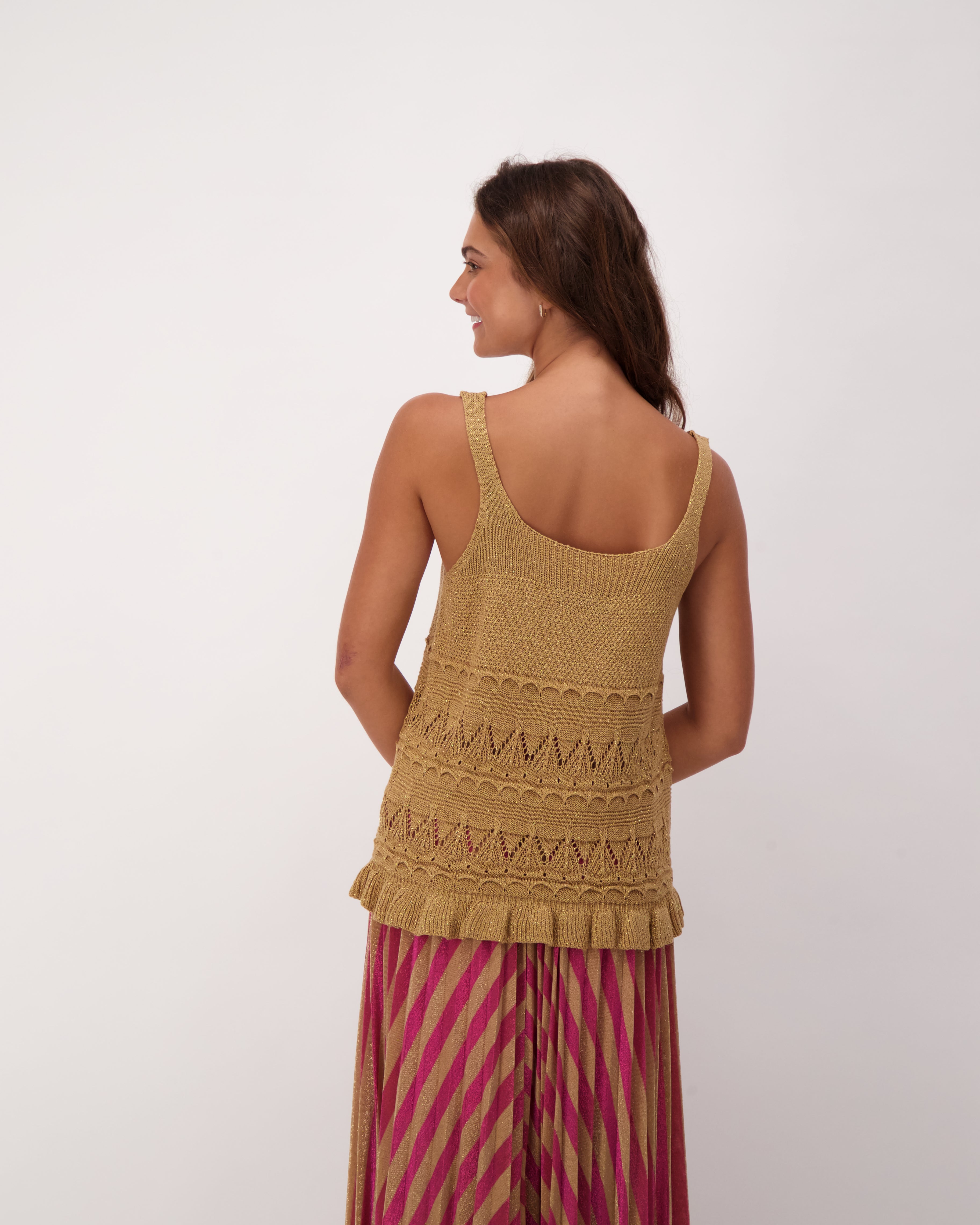 Gold Lurex Spagetti Crochet Top