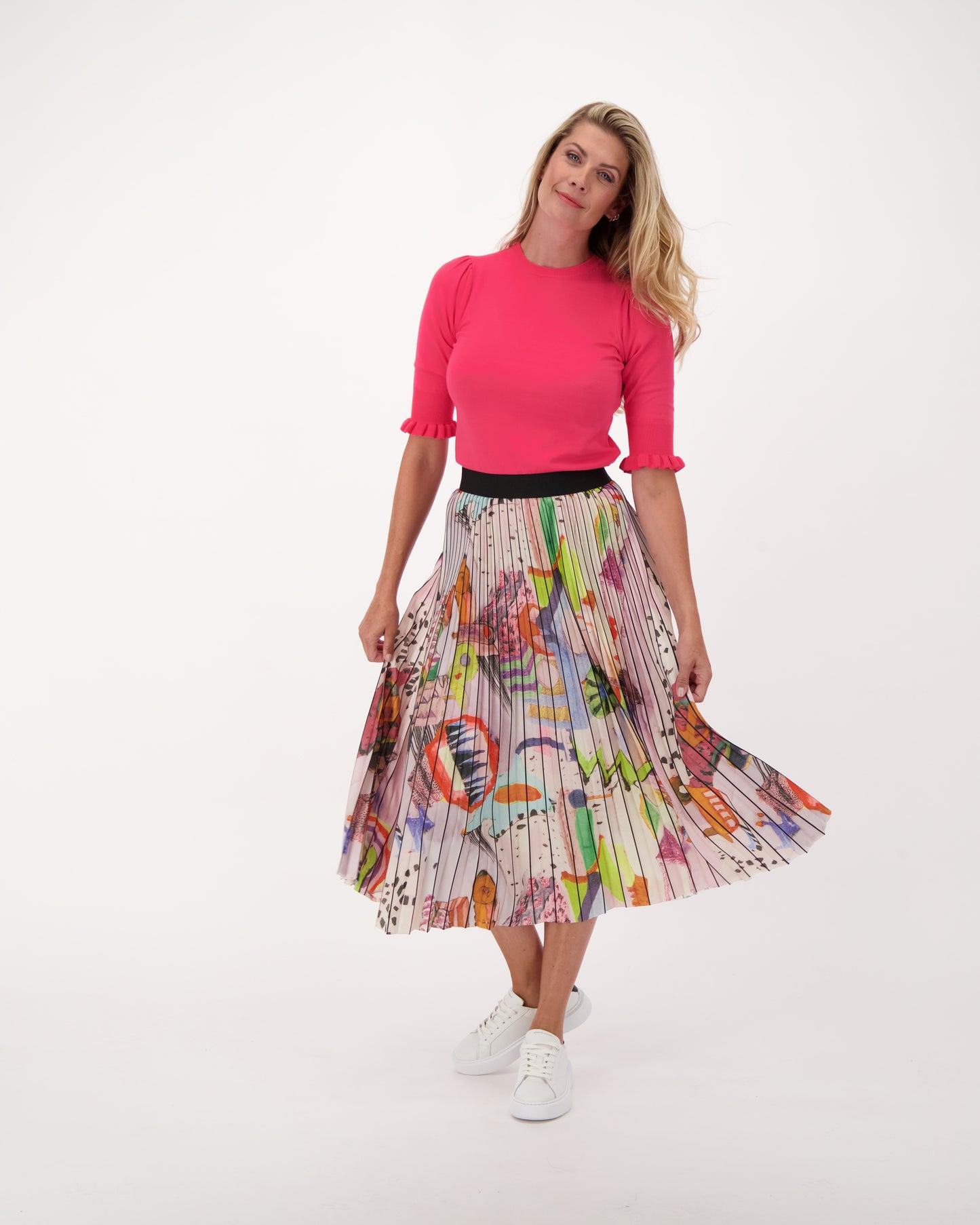 Abstract Plisse Pleated Skirt