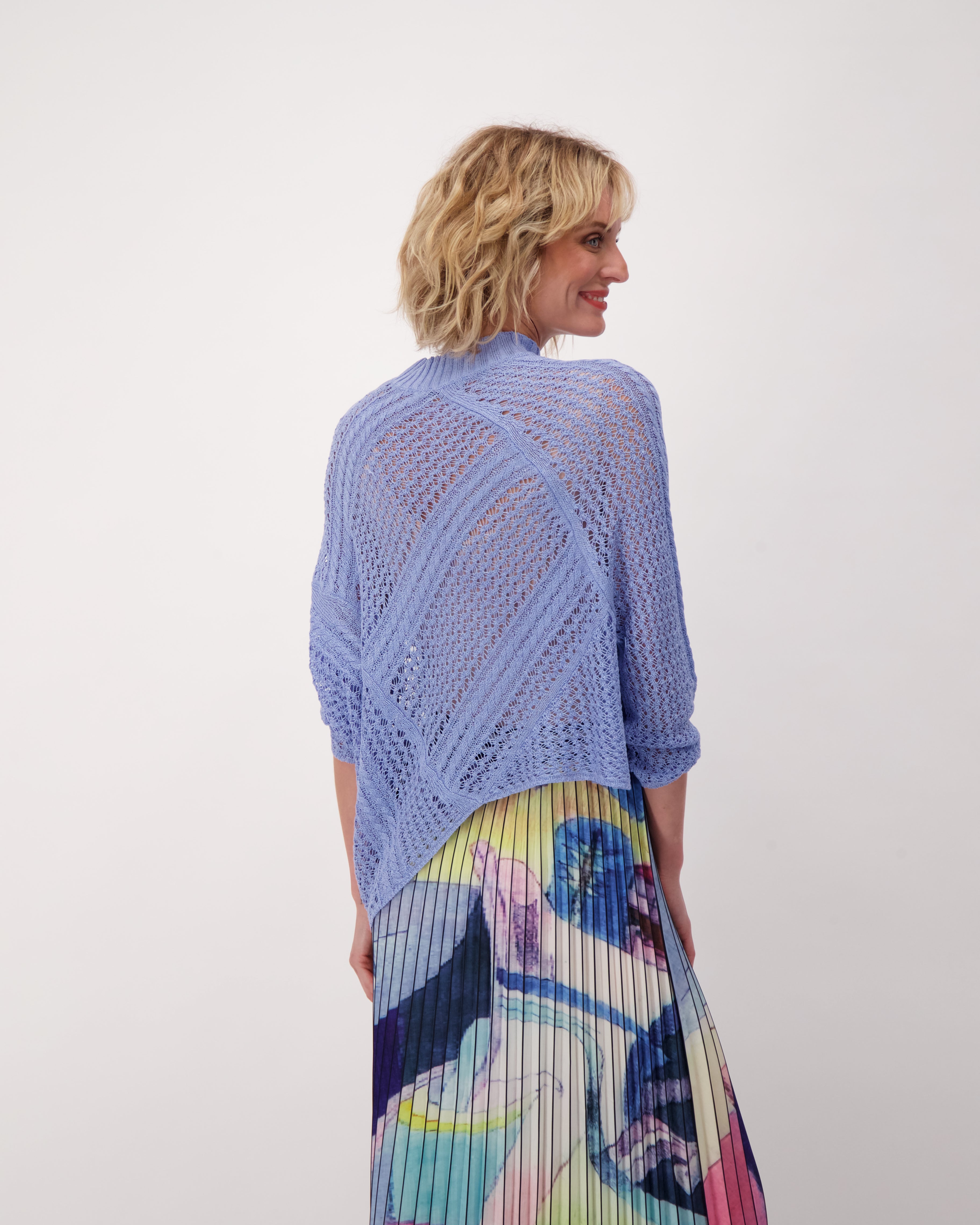 Crochet Asymetric Hem Knit Top