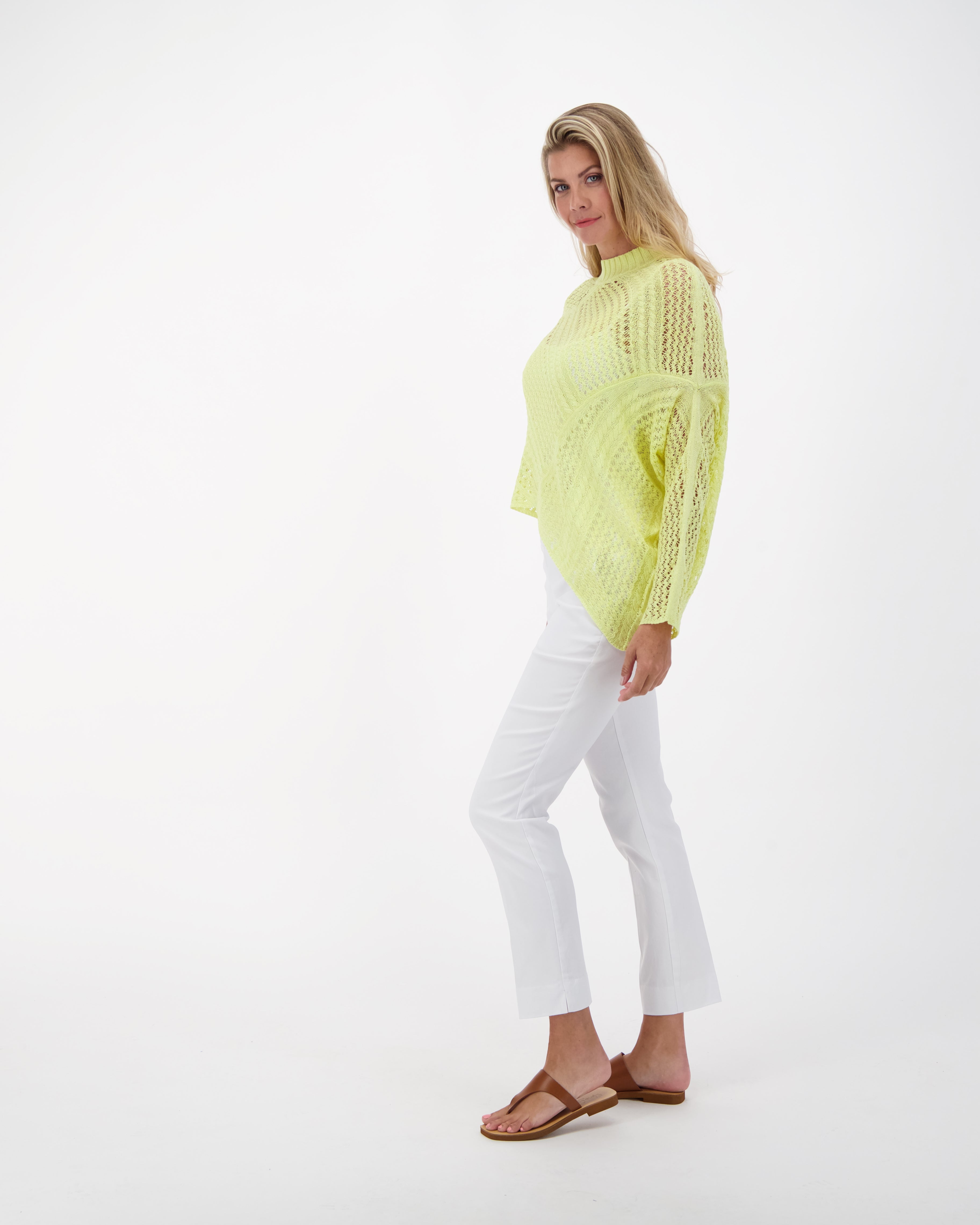 Crochet Asymetric Hem Knit Top