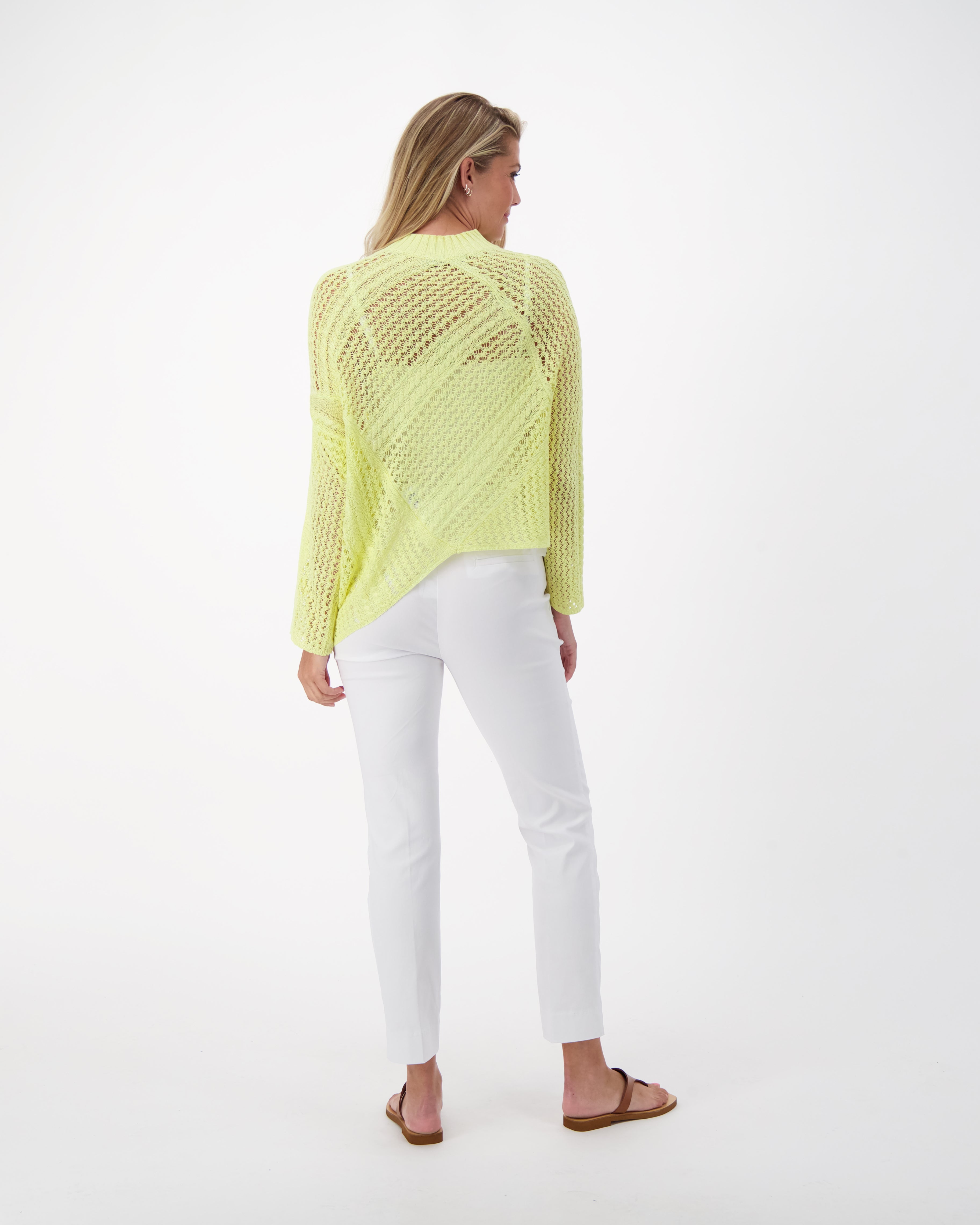 Crochet Asymetric Hem Knit Top
